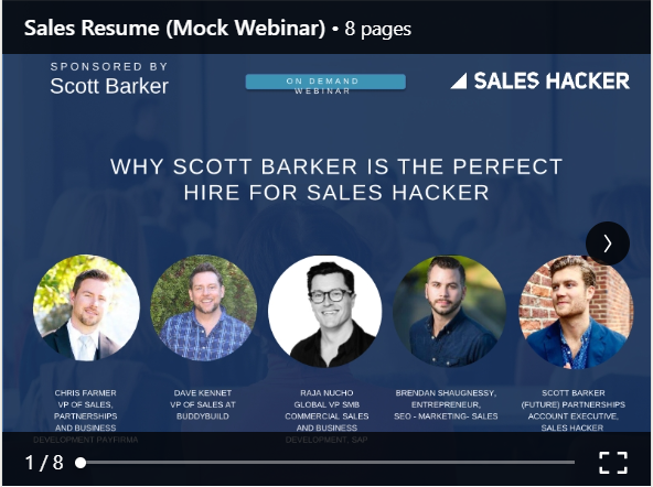 Mock Webinar Sales Portfolio Example by Scott Barker