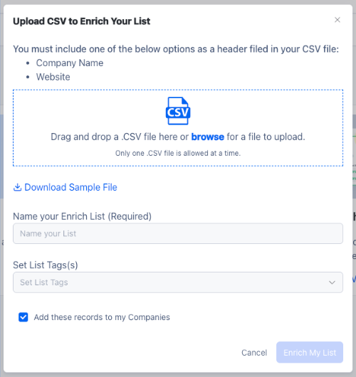 How to Upload CSV to Enrich Your Company List